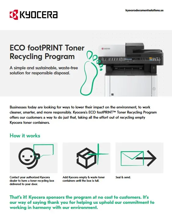 ECO FootPRINT, Kyocera, Enviroment, Arkansas Copier Center