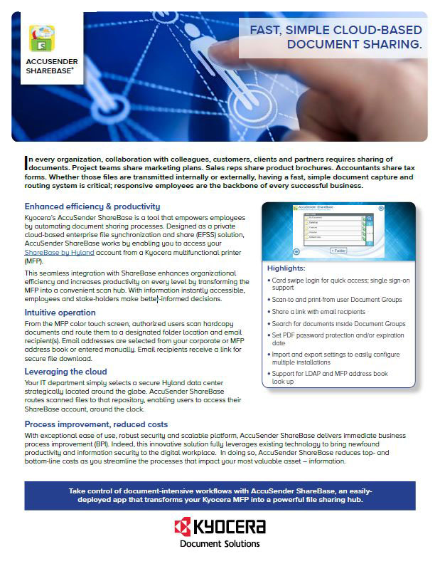 Kyocera, Software, Document Management, Accusender Sharebase, Arkansas Copier Center