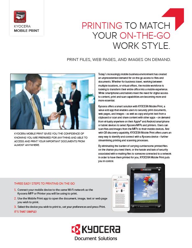 Kyocera, Software, Mobile, Cloud, Kyocera, Mobile Print, Arkansas Copier Center