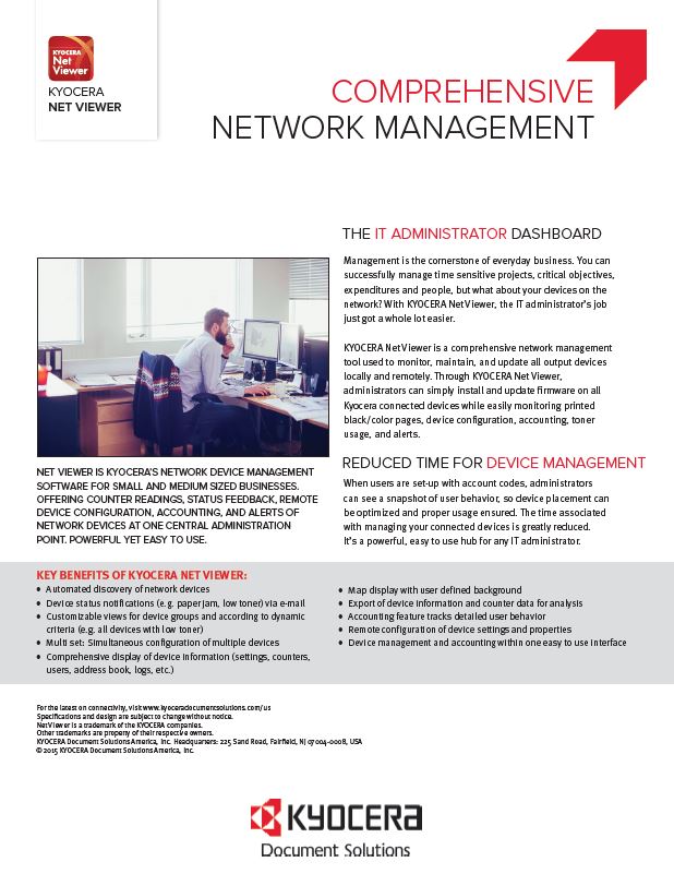 Kyocera, Software, Network, Device Management, Kyocera Net Viewer, Arkansas Copier Center